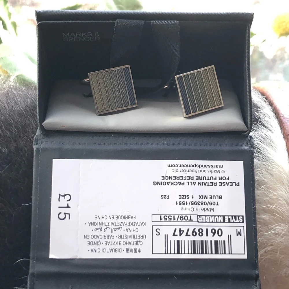 Marks & Spencer blue ombré mix silver cuff links NIB